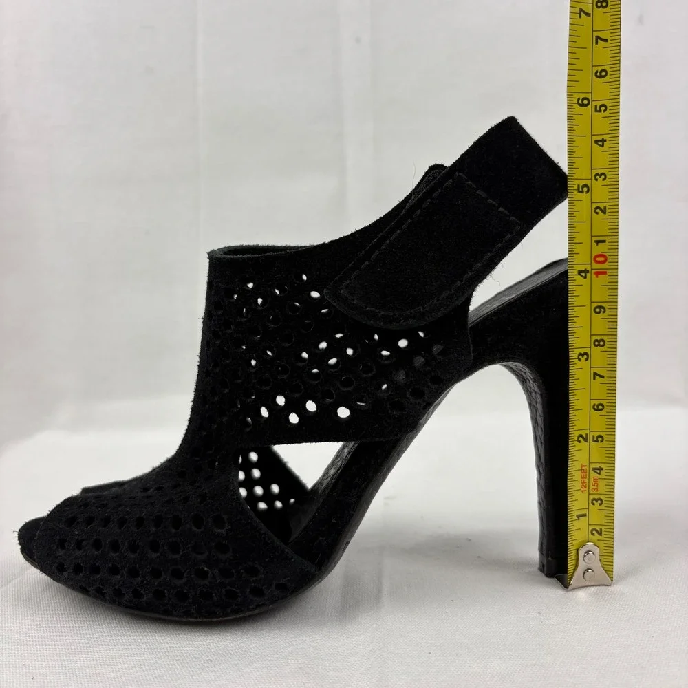 Pedro Garcia Samara Open Toe Perforated Slingback Heel Suede Size EU 35.5/US 5.5